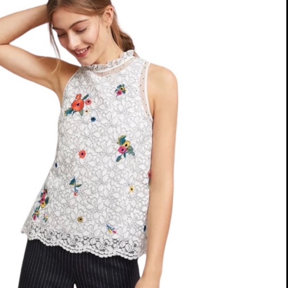 Beautiful Maeve Anthropologie Sleeveless Statement Blouse size 0